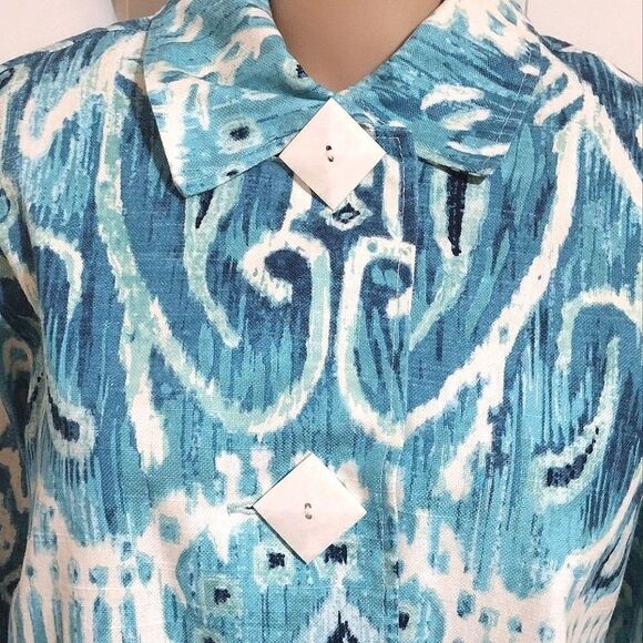 Painted Pony Women's Size 1X Blue and White Button up Cotton Coat - Picture 3 of 11